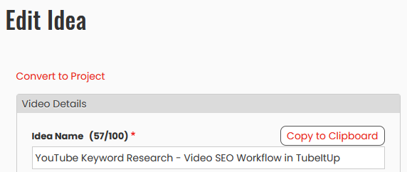 convert a video idea into a project