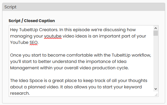 tubeitup script entry