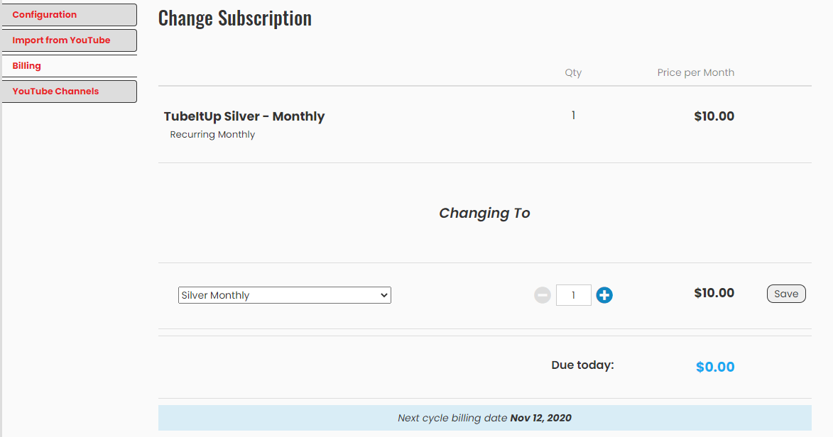 Upgrading - downgrading an account